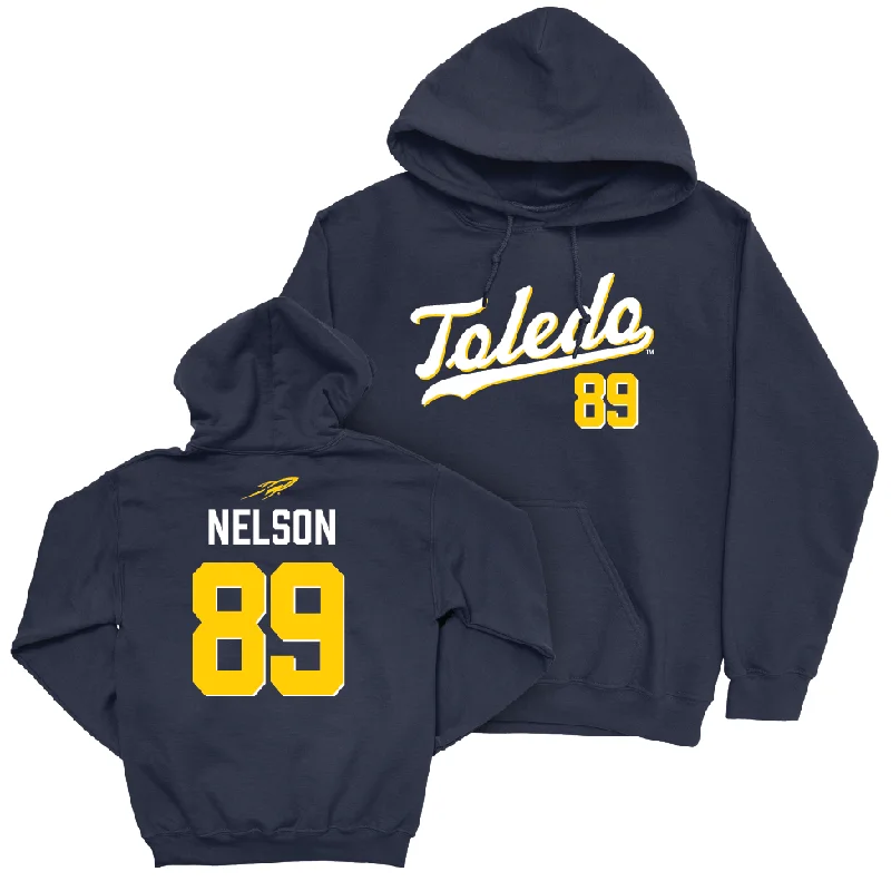 Toledo Football Navy Script Hoodie - Blake Nelson | #89