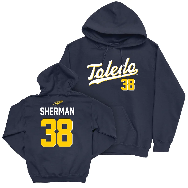 Toledo Football Navy Script Hoodie - K’Von Sherman | #38