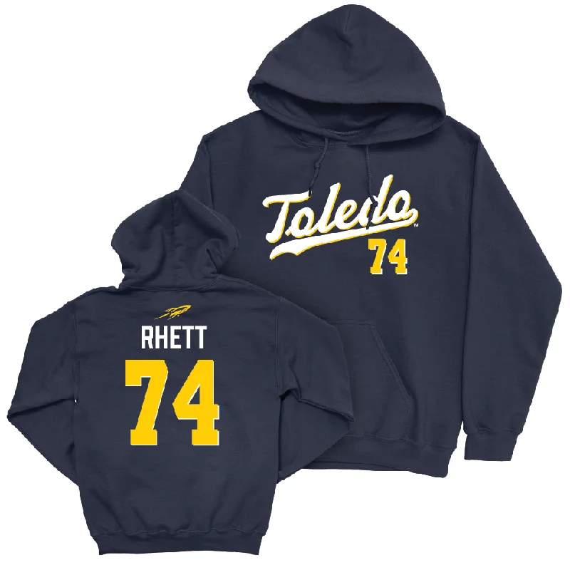 Toledo Football Navy Script Hoodie - Cole Rhett | #74