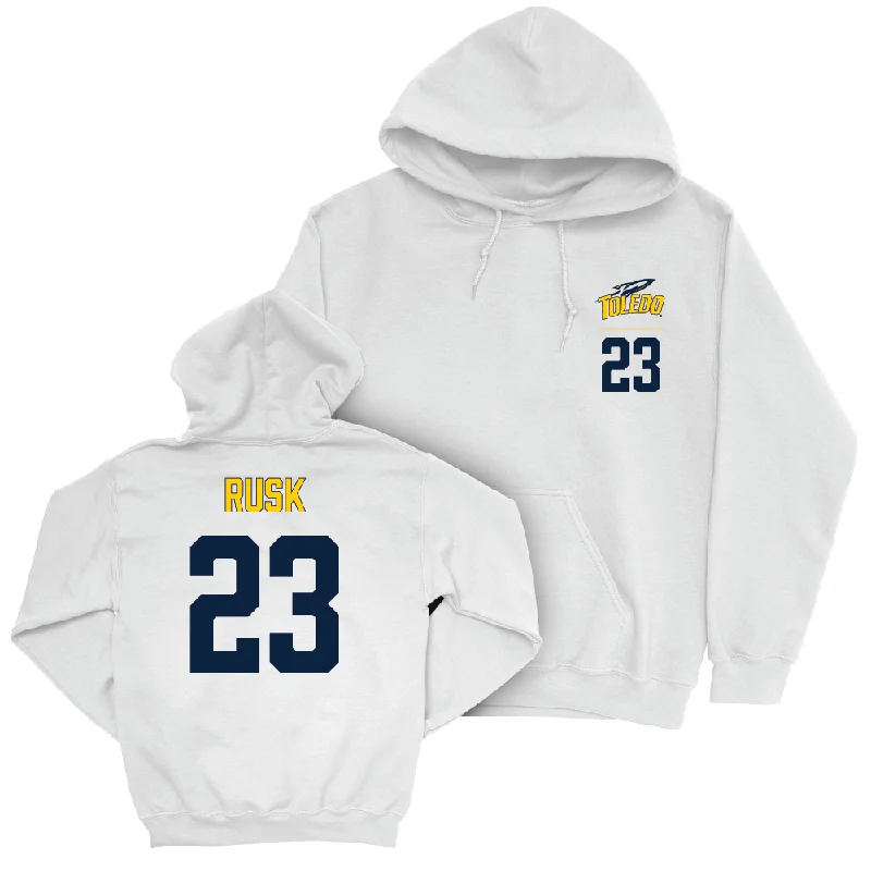 Toledo Football White Logo Hoodie - Cooper Rusk | #23