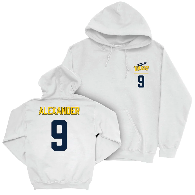 Toledo Football White Logo Hoodie - Darius Alexander | #9