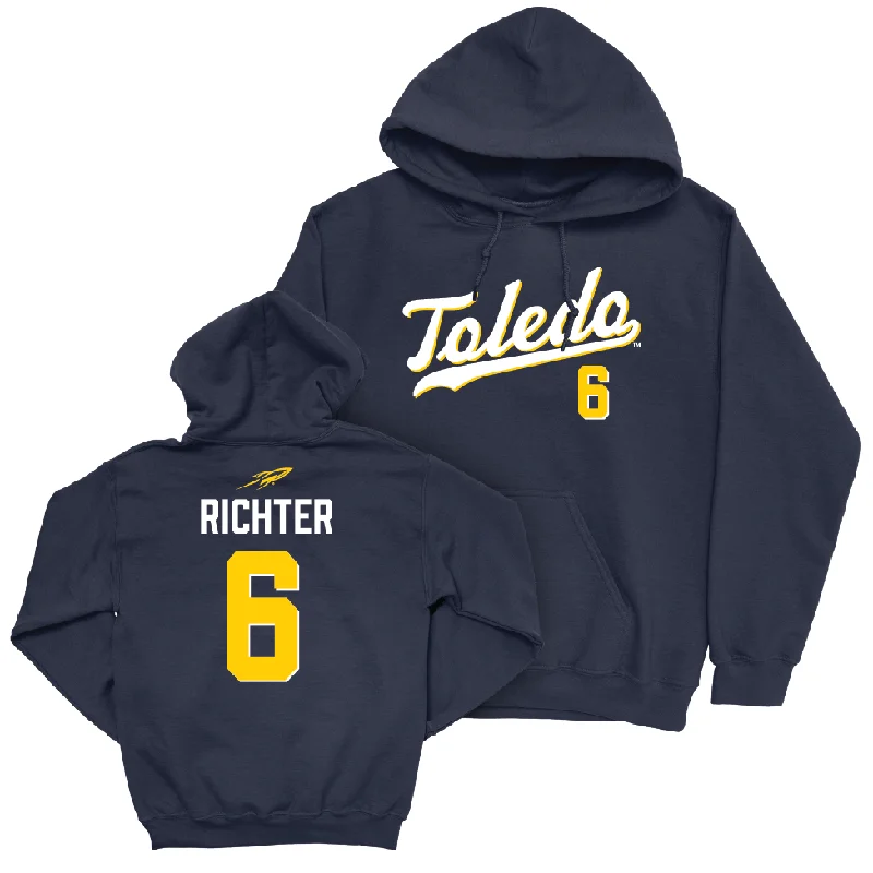 Toledo Football Navy Script Hoodie - John Alan Richter | #6