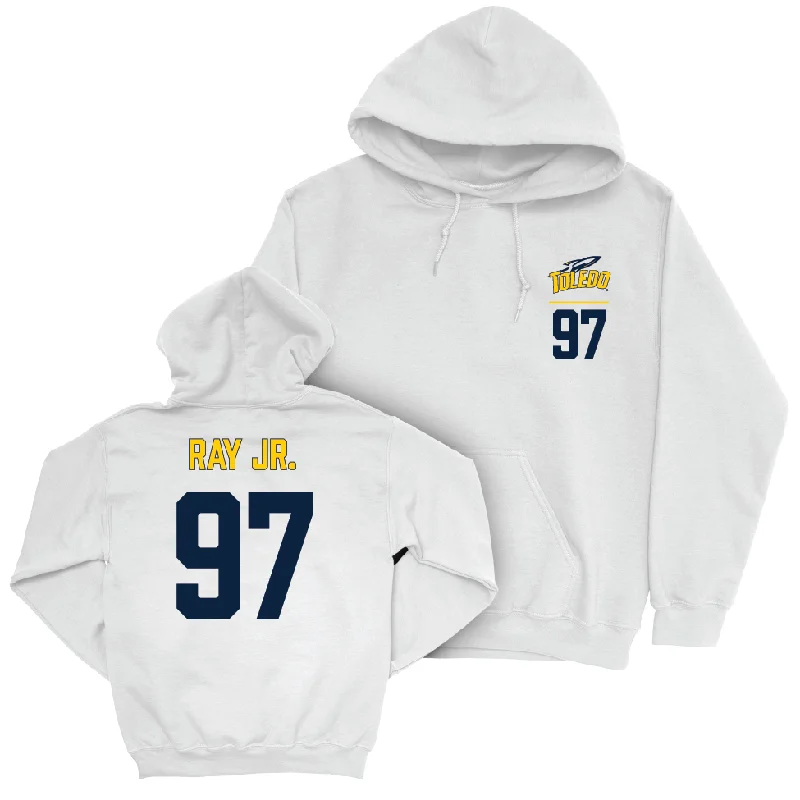 Toledo Football White Logo Hoodie - Doran Ray Jr. | #97