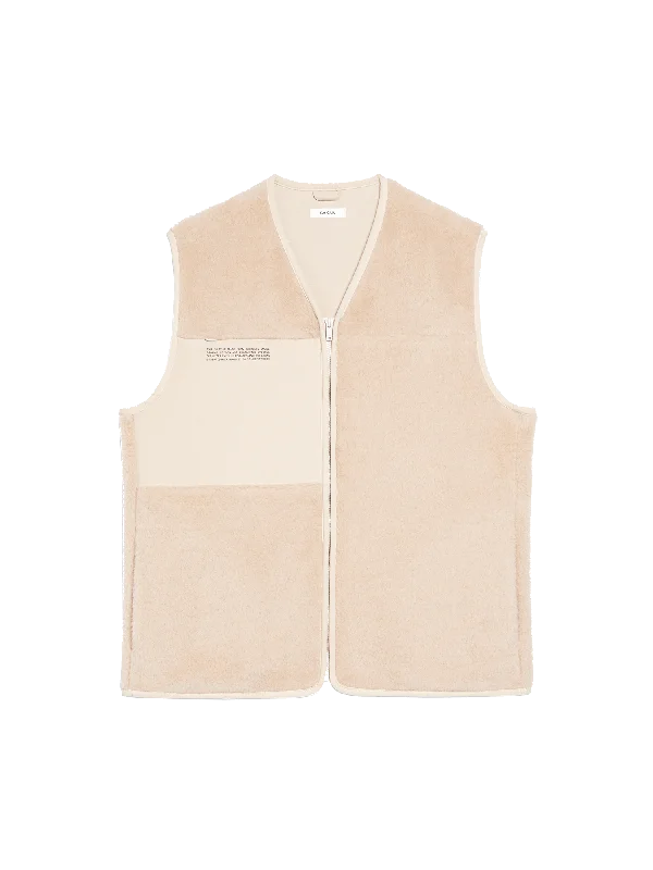 Archive Mens Recycled Wool Fleece Gilet—sand