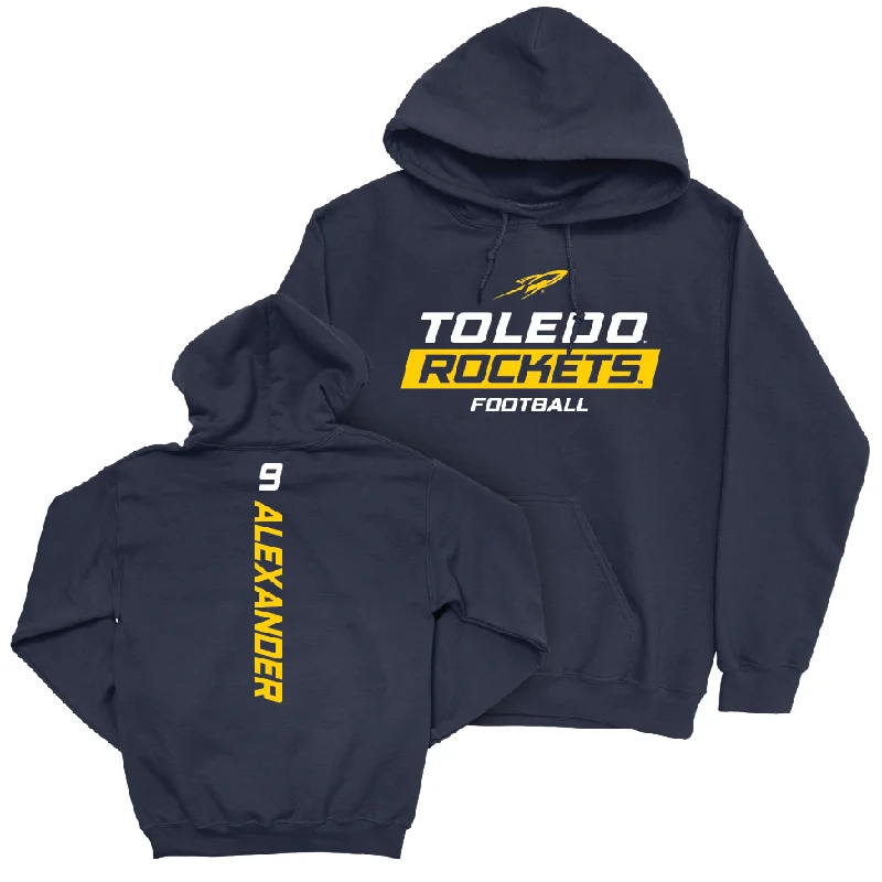 Toledo Football Navy Rush Hoodie - Darius Alexander | #9