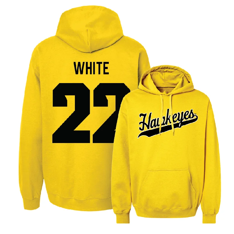 Gold Football Script Hoodie   - Max White