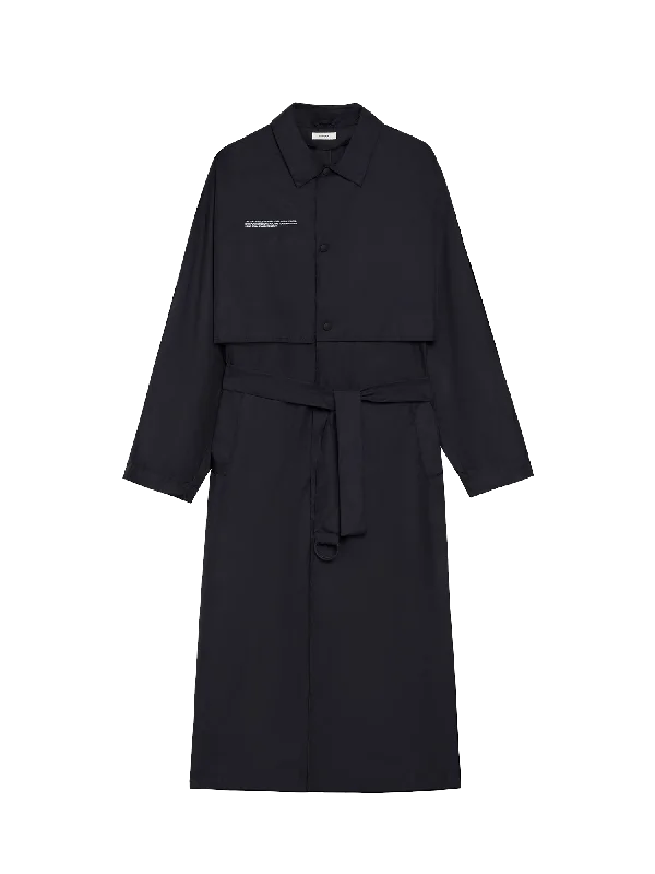 Archive Mens Recycled Nylon Trench Coat—black