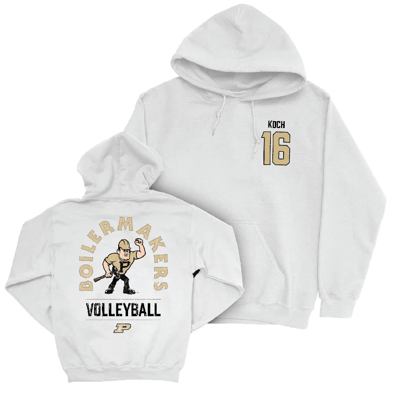 Women's Volleyball White Mascot Hoodie - Maddie Koch | #16