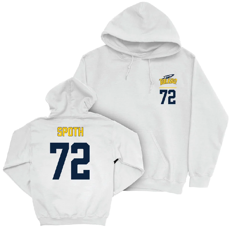 Toledo Football White Logo Hoodie - Ethan Spoth | #72