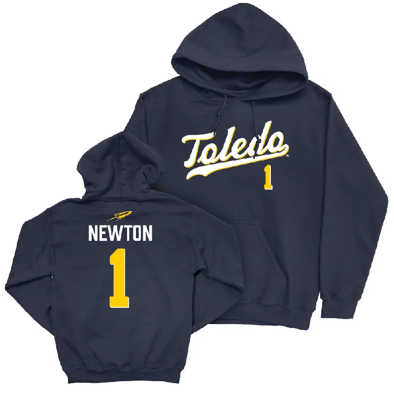 Toledo Football Navy Script Hoodie  - Jerjuan Newton