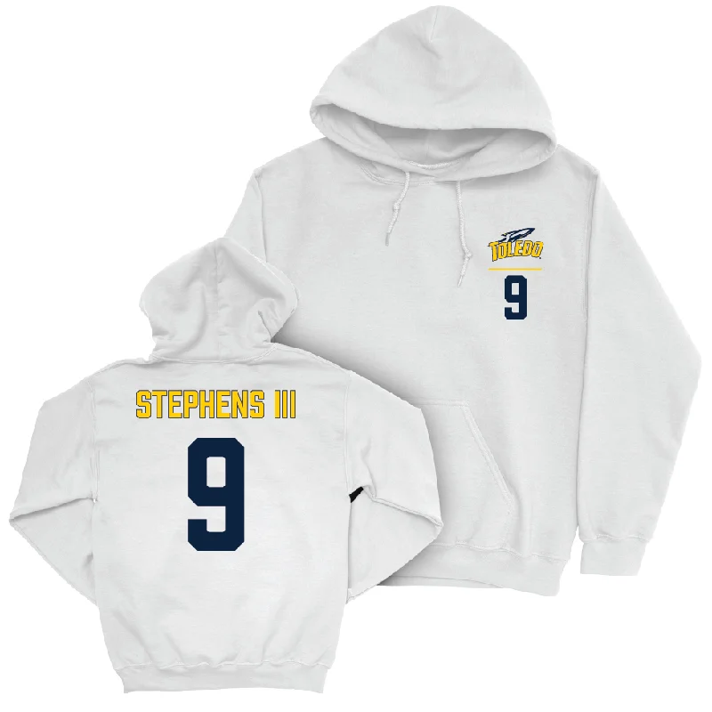 Toledo Football White Logo Hoodie - Larry Stephens III | #9