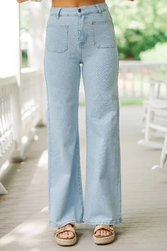 Let's Connect Light Wash Wide Leg Jeans