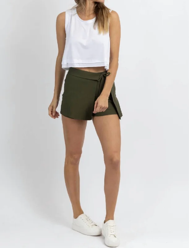 Gia Side Tie Skort In Olive