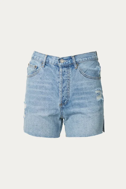 Cutoff High-Rise Denim Short In Light Blue