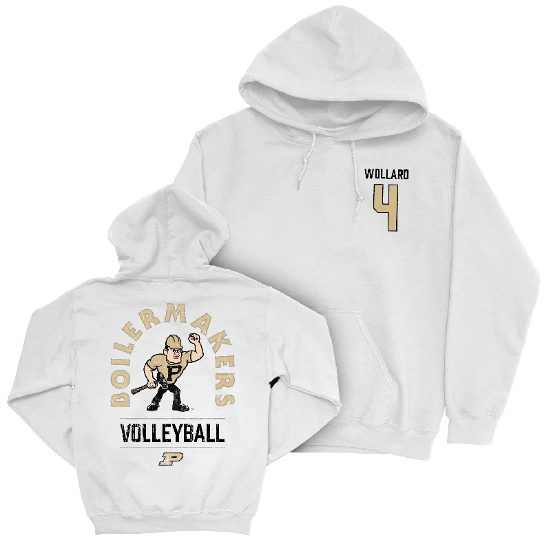 Women's Volleyball White Mascot Hoodie - Kenna Wollard | #4