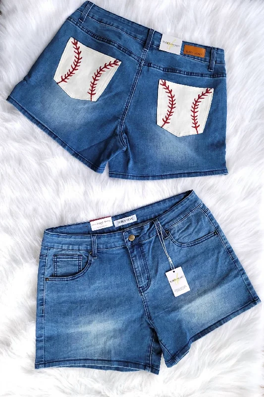 Women's Baseball Pocket Mid Rise Short In Blue