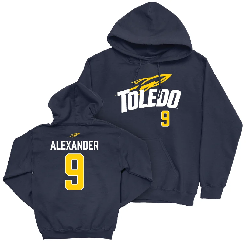 Toledo Football Navy Sideline Hoodie - Darius Alexander | #9