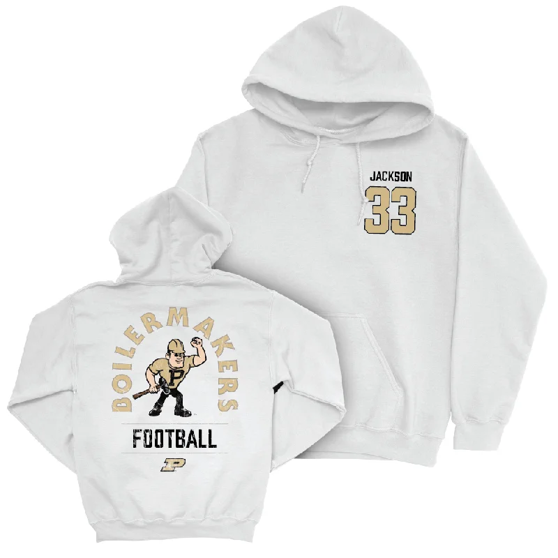 Football White Mascot Hoodie   - Elijah Jackson