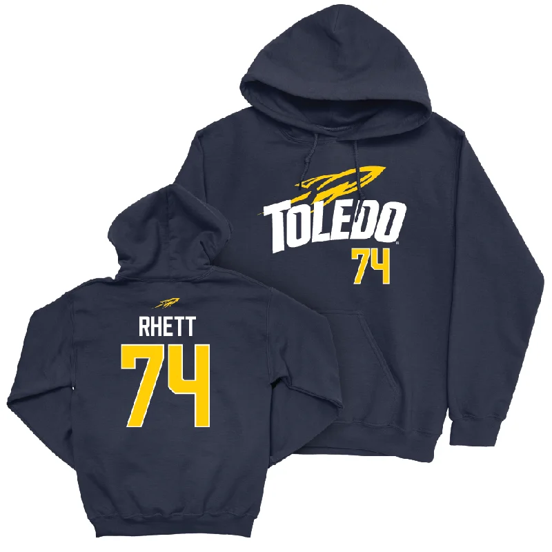 Toledo Football Navy Sideline Hoodie - Cole Rhett | #74