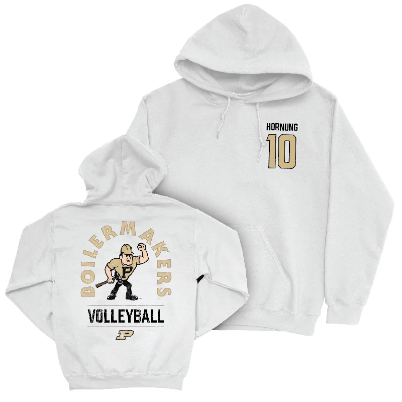 Women's Volleyball White Mascot Hoodie - Ali Hornung | #10