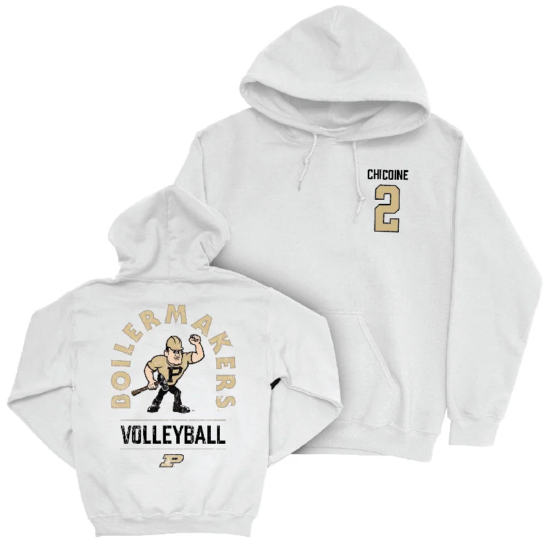 Women's Volleyball White Mascot Hoodie - Chloe Chicoine | #2