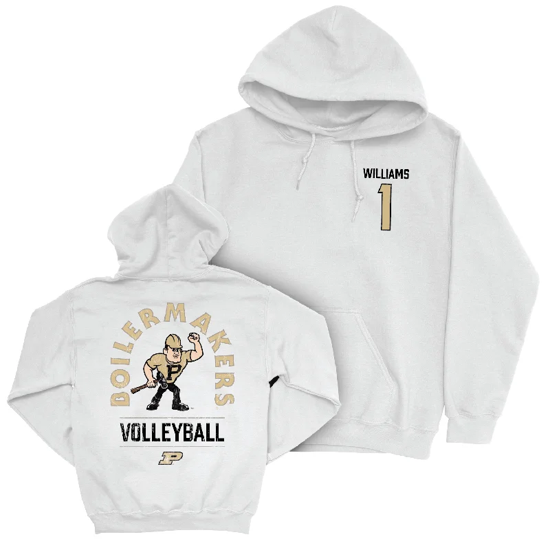 Women's Volleyball White Mascot Hoodie - Rachel Williams | #1