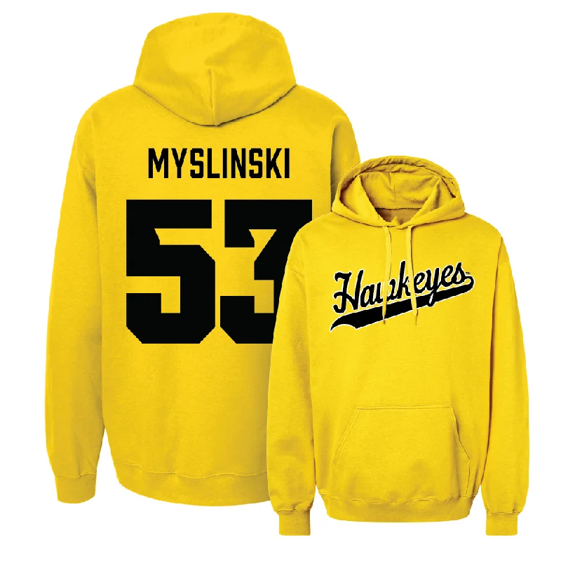 Gold Football Script Hoodie   - Michael Myslinski