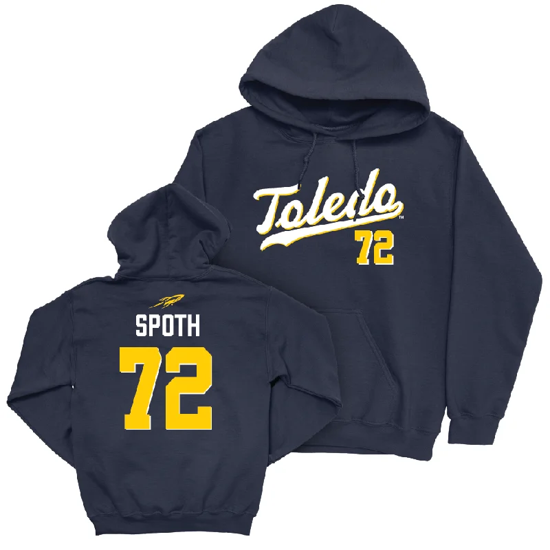 Toledo Football Navy Script Hoodie - Ethan Spoth | #72