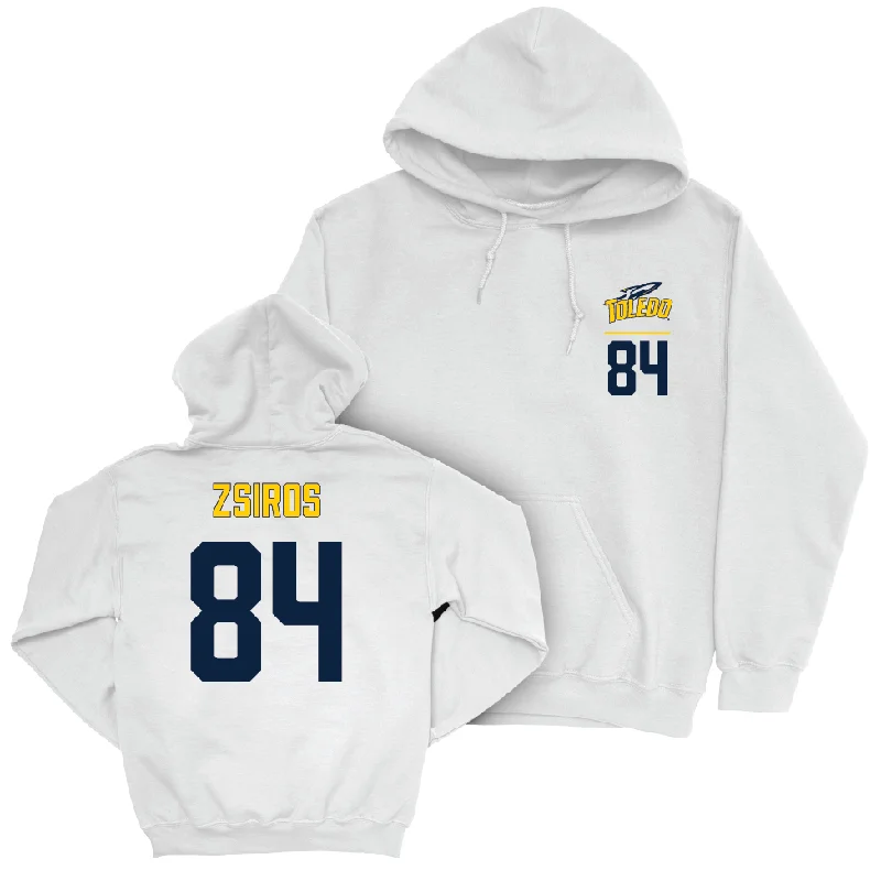 Toledo Football White Logo Hoodie - Thomas Zsiros | #84