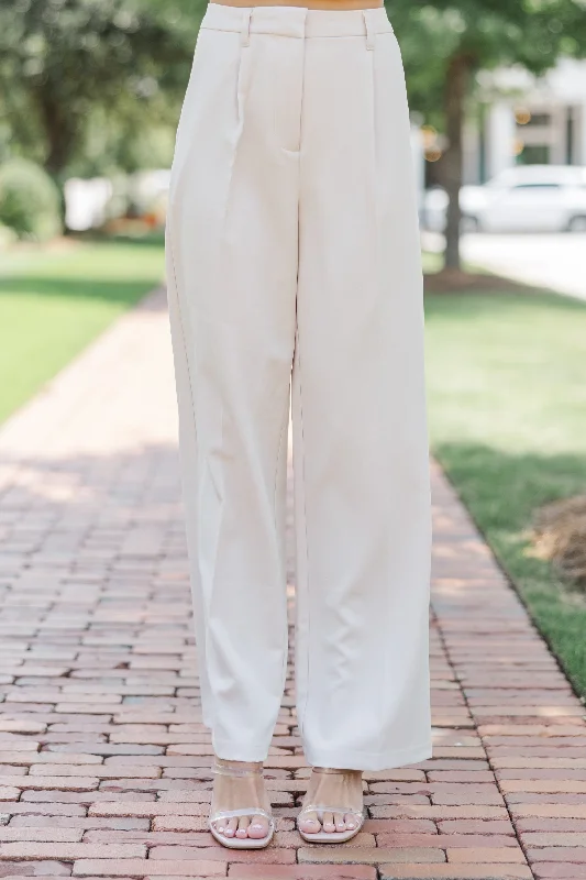 Take A Walk Oatmeal Wide Leg Trousers