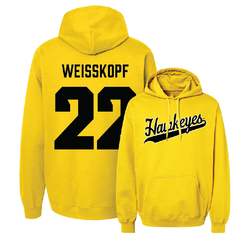 Gold Football Script Hoodie   - Derek Weisskopf