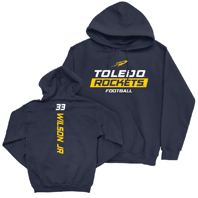 Toledo Football Navy Rush Hoodie - CJ Wilson Jr. | #33