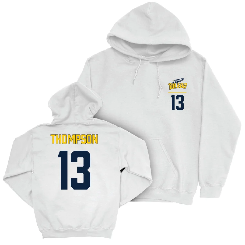 Toledo Football White Logo Hoodie - Nicholas Thompson | #13