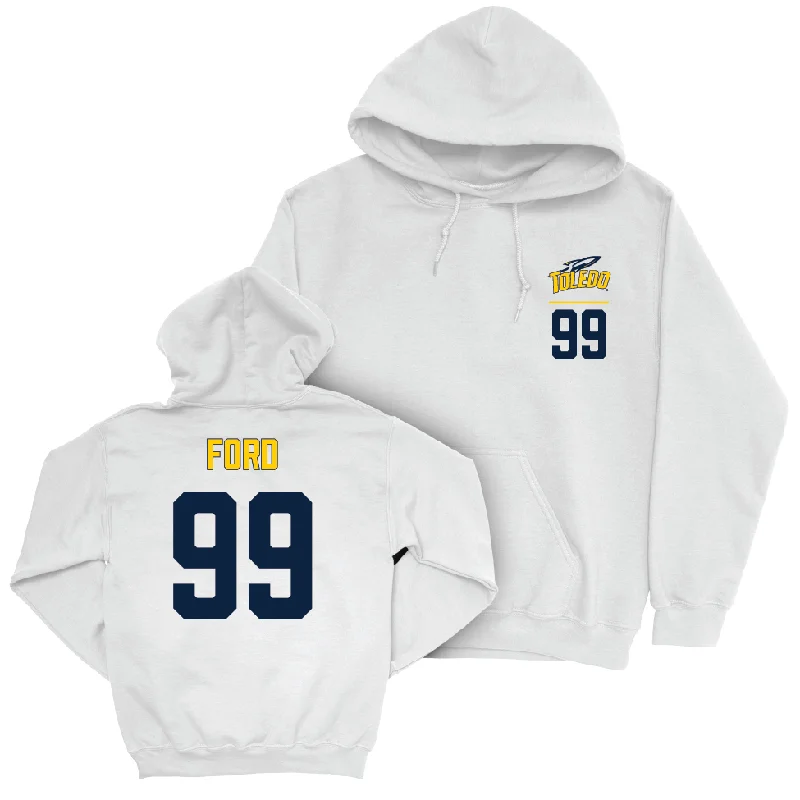 Toledo Football White Logo Hoodie - Travion Ford | #99