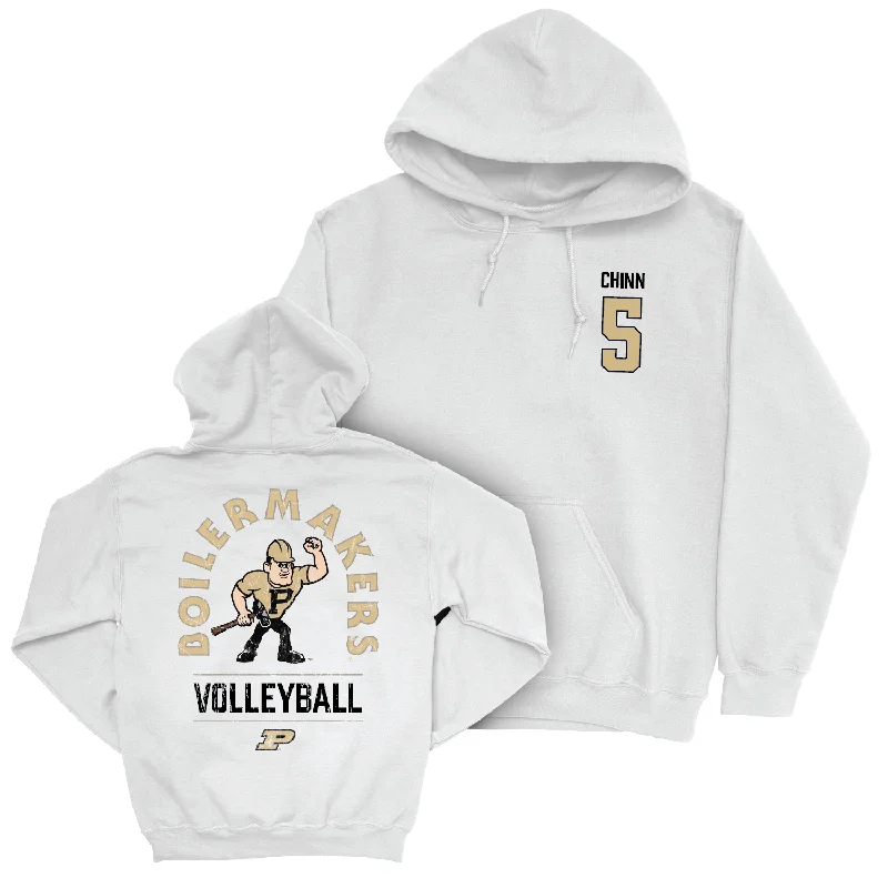 Women's Volleyball White Mascot Hoodie - Maddy Chinn | #5