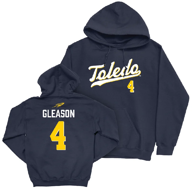 Toledo Football Navy Script Hoodie - Tucker Gleason | #4