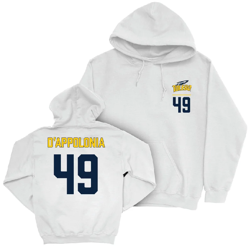 Toledo Football White Logo Hoodie - Chris D’Appolonia | #49