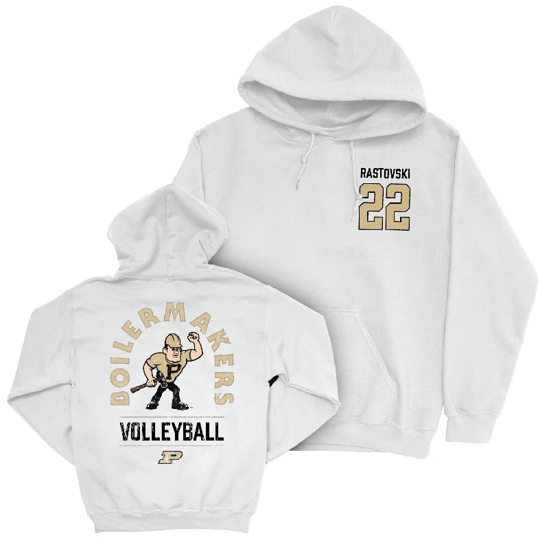 Women's Volleyball White Mascot Hoodie - Emily Rastovski | #22