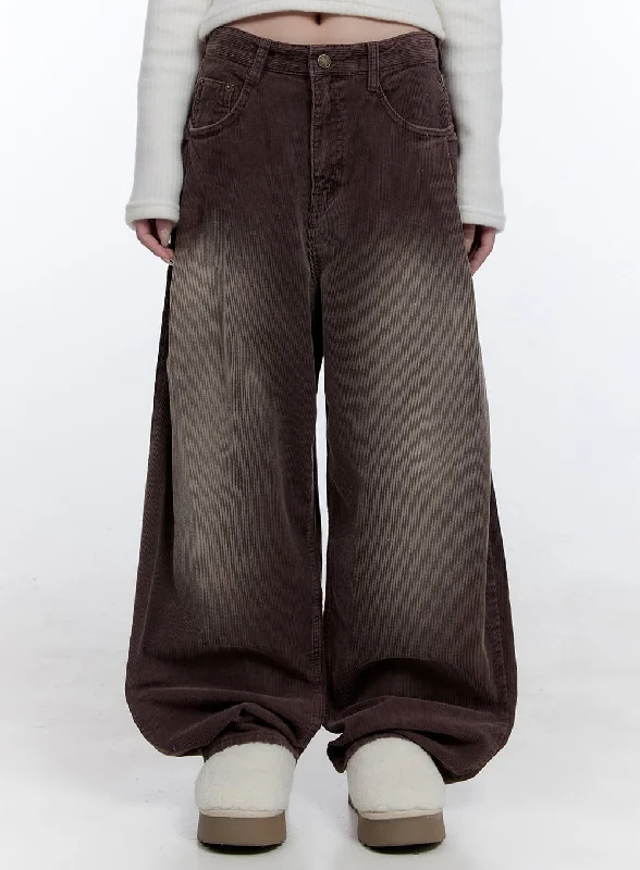 Washed Corduroy Wide-Leg Pants CD416