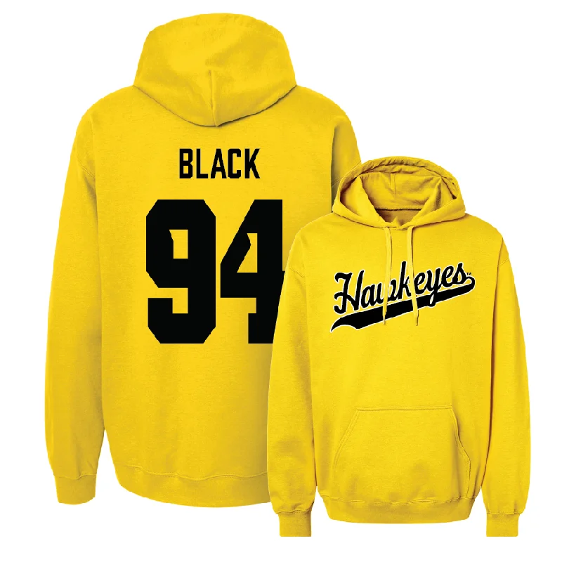 Gold Football Script Hoodie - Yahya Black