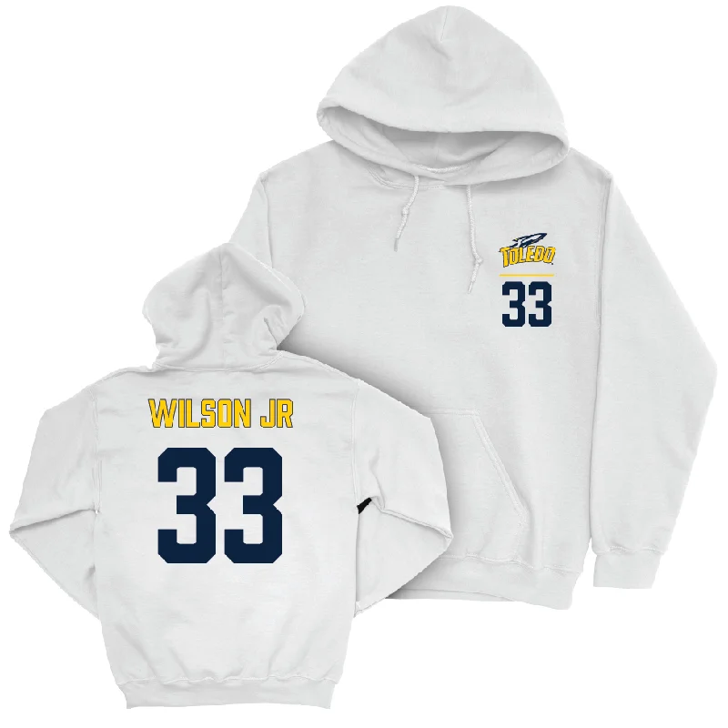 Toledo Football White Logo Hoodie - CJ Wilson Jr. | #33