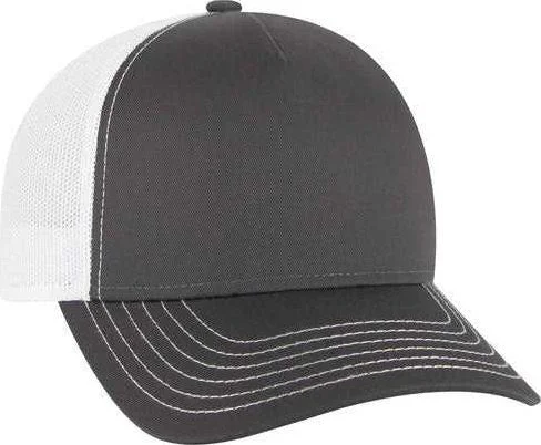 OTTO 102-1318 5 Panel Low Profile Mesh Back Trucker Cap - Charcoal Charcoal White