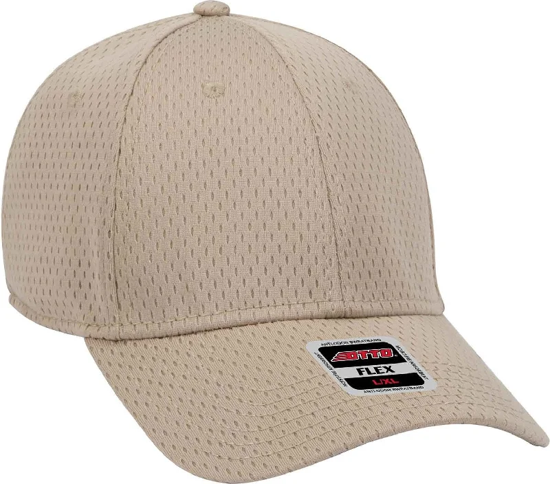 OTTO 11-1168 Stretchable Polyester Pro Mesh Flex 6 Panel Low Profile Baseball Cap - Khaki