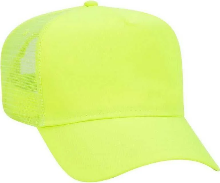 OTTO 117-821 Neon 5 Panel Mid Profile Mesh Back Trucker Cap - Neon Yellow