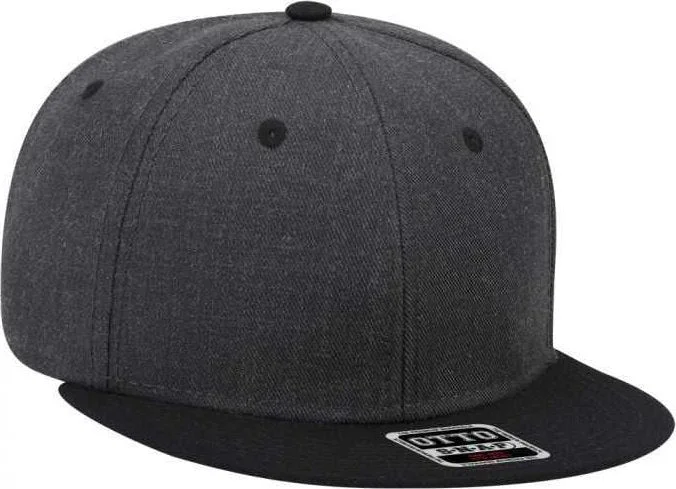 OTTO 125-1054 Otto Snap 6 Panel Mid Profile Snapback Cap - Black Heather Black Heather Black