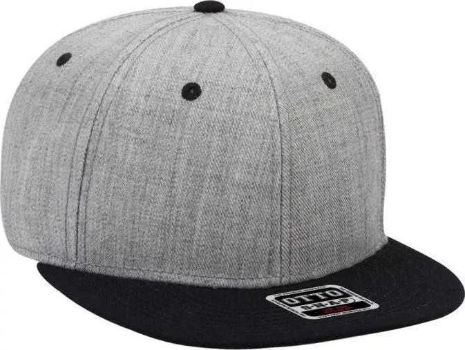 OTTO 125-1054 Otto Snap 6 Panel Mid Profile Snapback Cap - Black Heather Gray Heather Gray