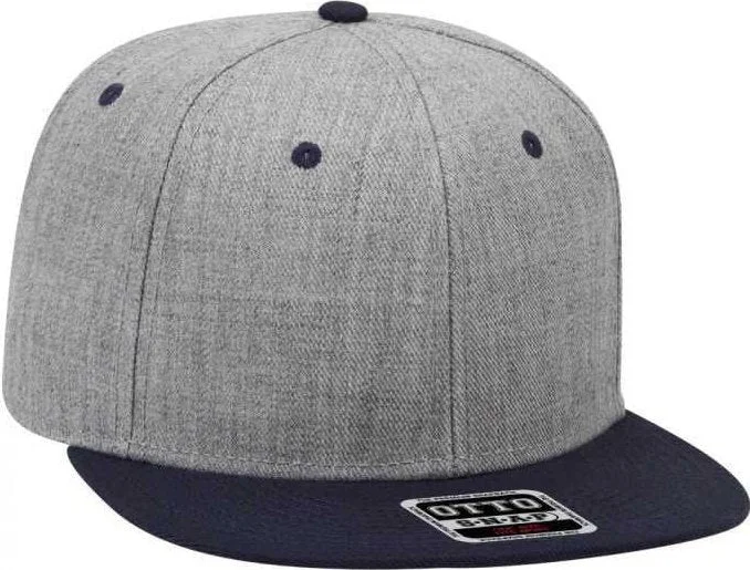 OTTO 125-1054 Otto Snap 6 Panel Mid Profile Snapback Cap - Navy Heather Gray Heather Gray