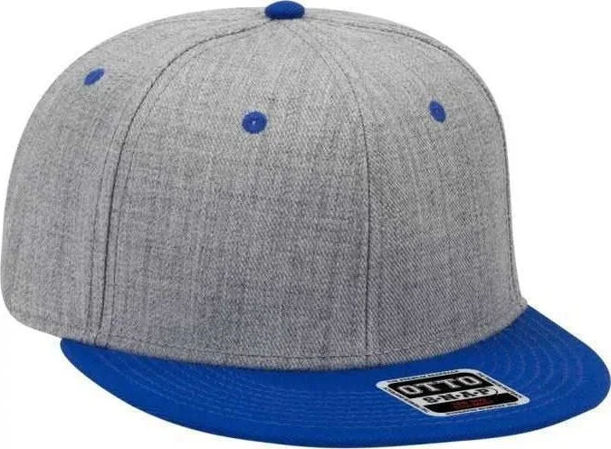 OTTO 125-1054 Otto Snap 6 Panel Mid Profile Snapback Cap - Royal Heather Gray Heather Gray