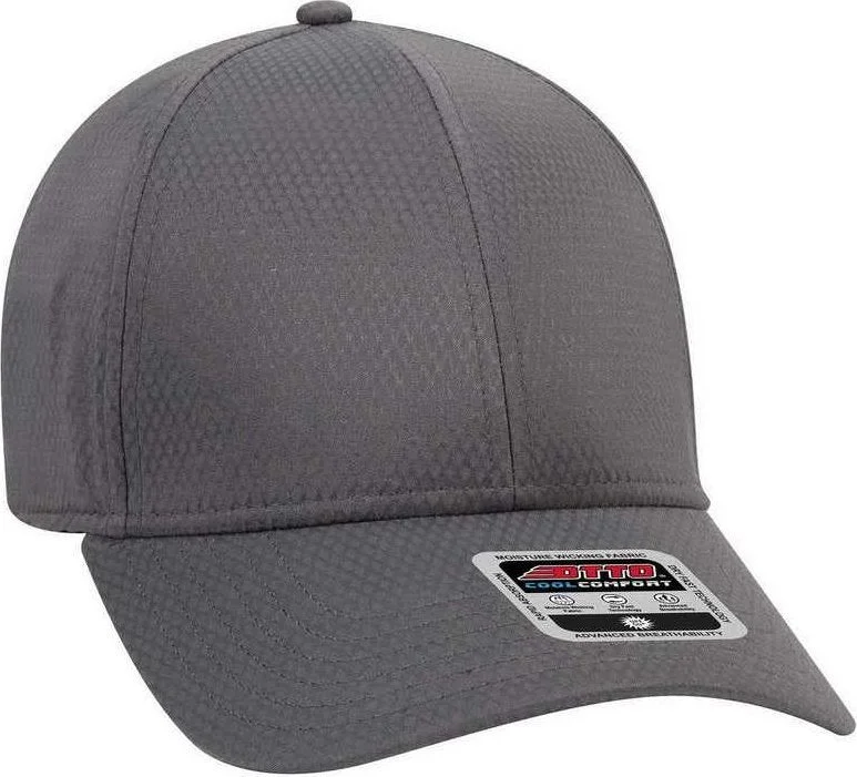 OTTO 19-1253 6 Panel Low Profile UPF 50+ Cool Comfort Performance Stretchable Diamond Knit Cap - Charcoal Gray