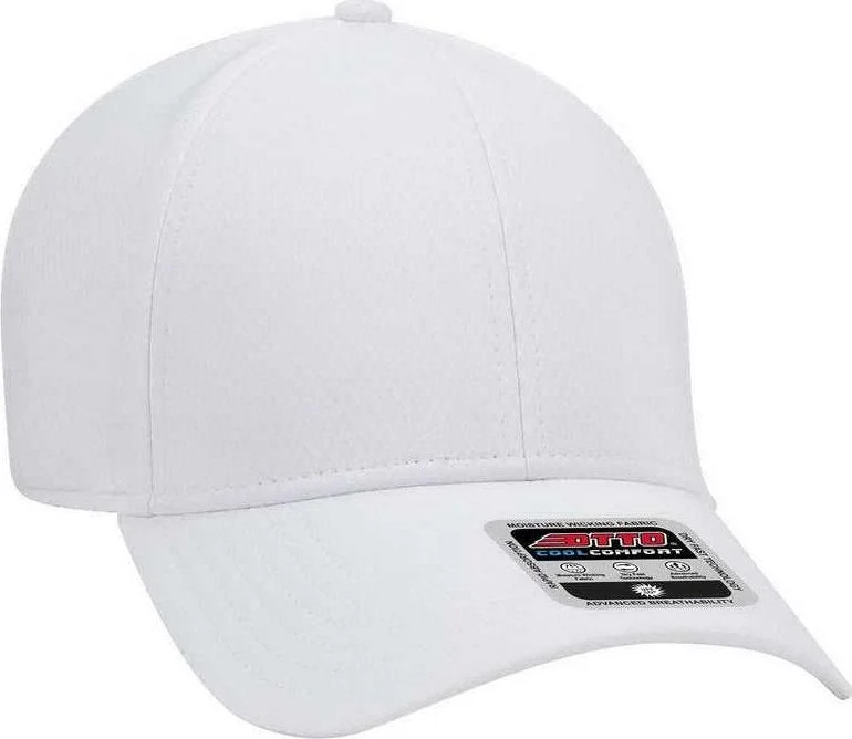 OTTO 19-1253 6 Panel Low Profile UPF 50+ Cool Comfort Performance Stretchable Diamond Knit Cap - White